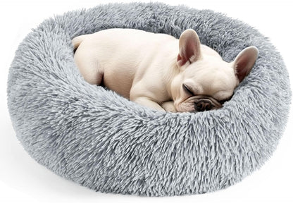Petvanii CozyCloud Donut Pet Bed, Soft Plush Calming Bed for Small Dogs, Puppies, Cats and Kittens, Washable Round Pet Bed